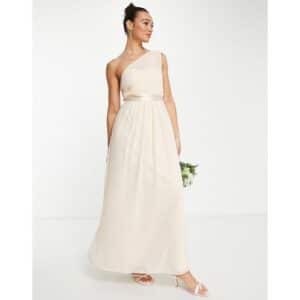 Little Mistress - Bridesmaid - Langes Brautjungfernkleid in Rosé mit One-Shoulder-Träger-Rosa