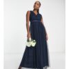 Anaya Petite - Bridesmaid - Maxi-Brautjungfernkleid in Marineblau mit V-Ausschnitt und gerüschter Taille