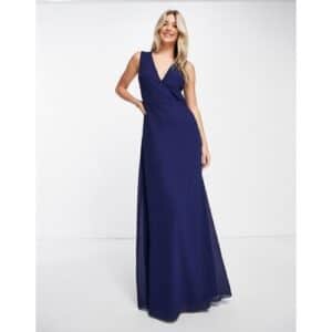 TFNC - Bridesmaid - Brautjungfernkleid in Marineblau mit Spitzeneinsatz und Rückenausschnitt