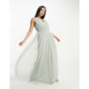 Anaya - Bridesmaid - Maxi-Brautjungfernkleid in Salbeigrün mit V-Ausschnitt und gerüschter Taille