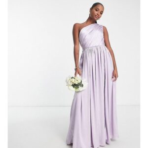 Anaya Petite - Bridesmaid - Satin-Brautjungfernkleid in Flieder mit One-Shoulder-Träger und hohem Schlitz-Lila