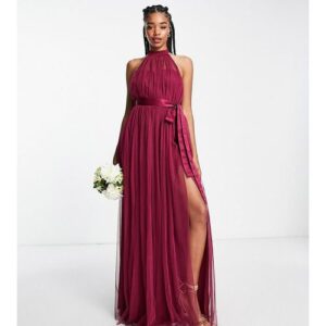 Anaya With Love Tall - Bridesmaid - Brautjungfernkleid in Pflaumenrot mit Neckholder-Träger - RED