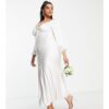 Forever New Curve - Bridal - Maxi-Brautkleid aus elfenbeinweißem Satin mit Zierausschnitt