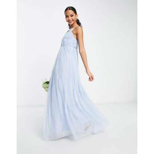 Beauut - Bridesmaid - Mehrlagiges Maxi-Brautjungfernkleid aus Tüll in Hellblau