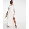 Hope & Ivy - Bridal - Maxi-Brautkleid in Elfenbeinweiß mit durchgehender Stickerei