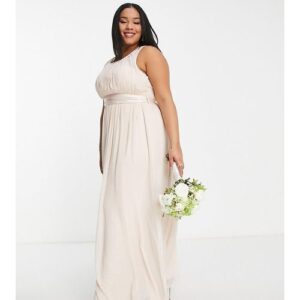 Little Mistress Plus - Bridesmaid - Maxi-Brautjungfernkleid aus Chiffon in Rosé-Rosa