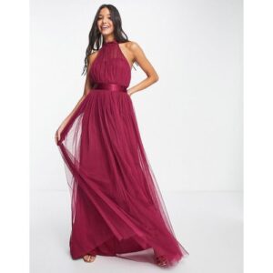 Anaya With Love - Bridesmaid - Brautjungfernkleid in Pflaumenrot mit Neckholder-Träger - RED