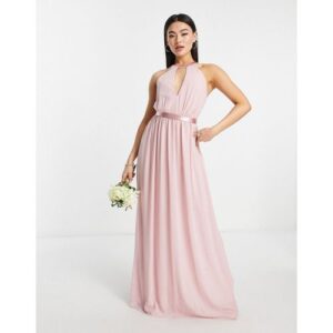 TFNC - Bridesmaid - Maxi-Brautjungfernkleid in Malve mit Rückendetail und gerafftem Rockteil-Rosa