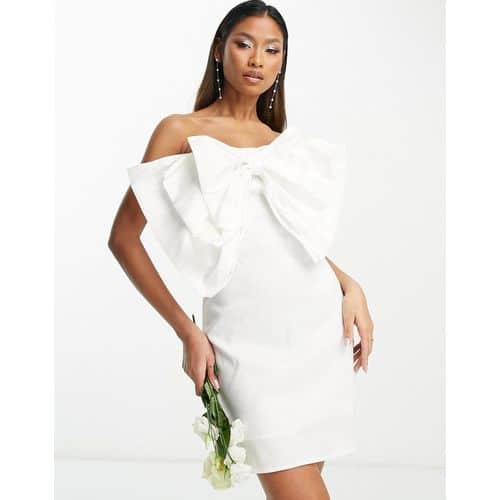 Extro & Vert - Bridal - Figurbetontes Mini-Brautkleid mit Schleife-Weiß