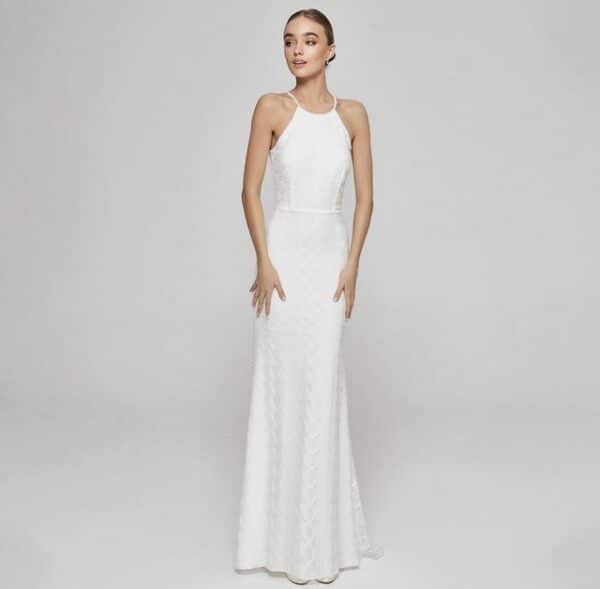 Bride Now! Brautkleid Hochgeschlossenes Spitzenkleid in A - Linie